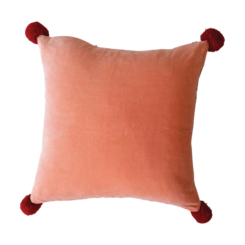 Reversible Jacquard and Velvet Pillow