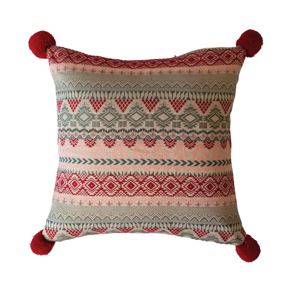 Reversible Jacquard and Velvet Pillow