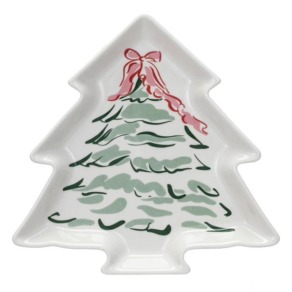 Tree Plate with Red Bow Topper