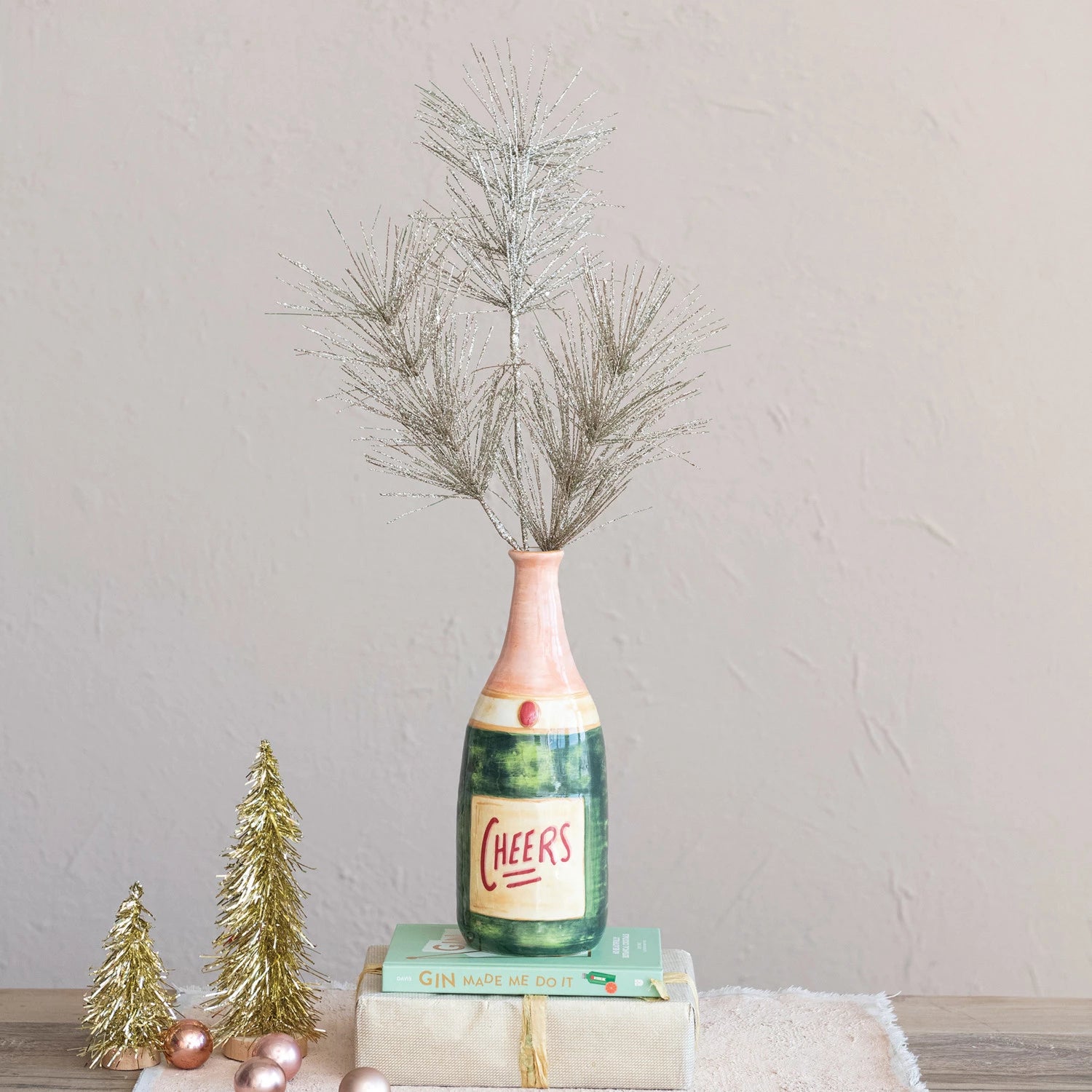 Cheers Champagne Bottle Shaped Vase