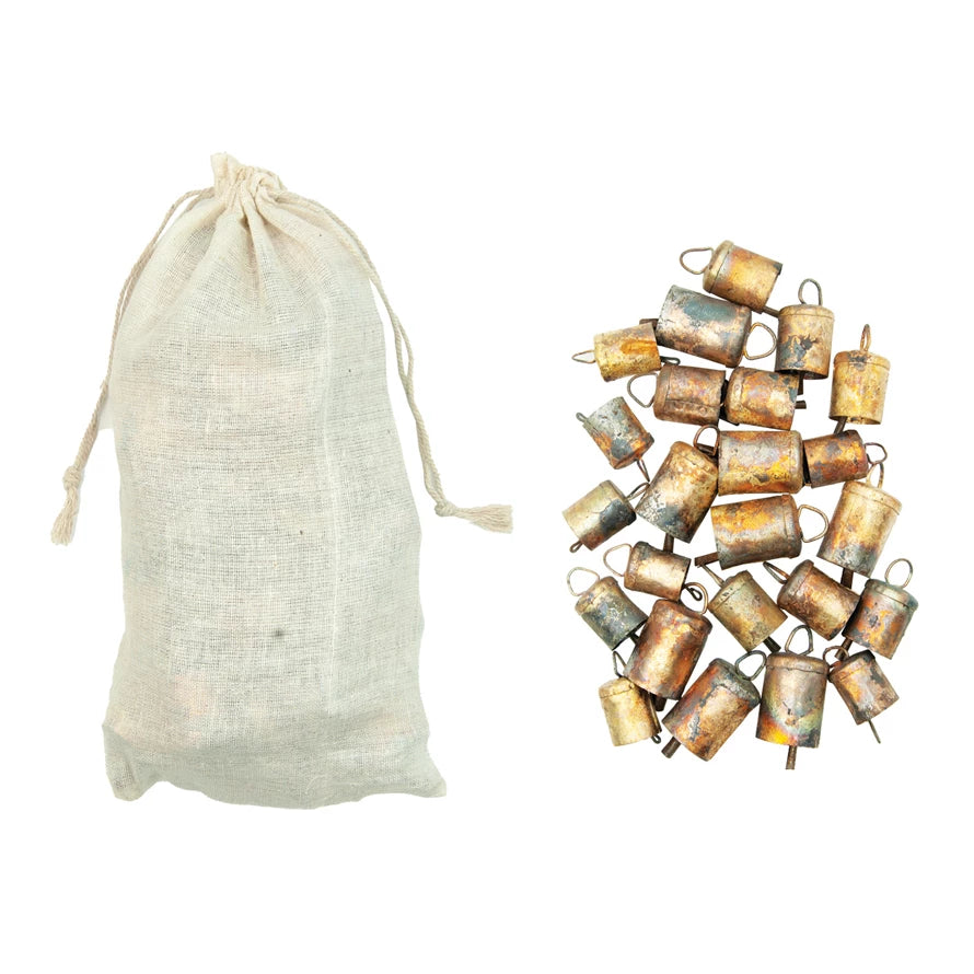 Set of Distressed Gold Finish Bells