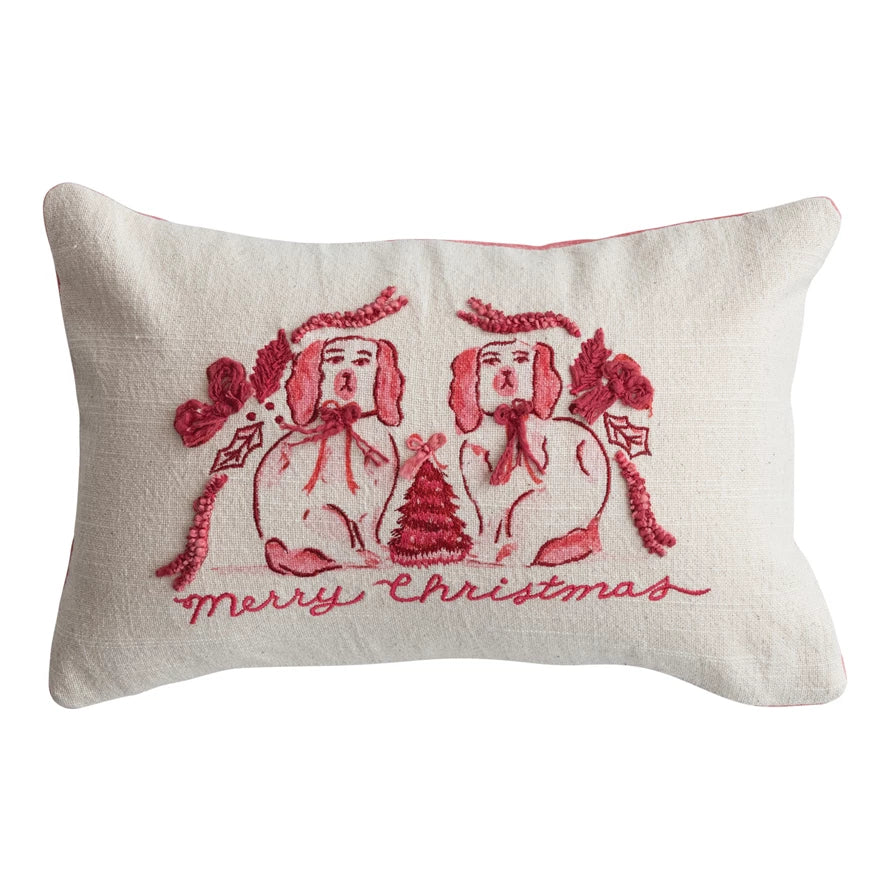 Pink Staffordshire Holiday Pillow