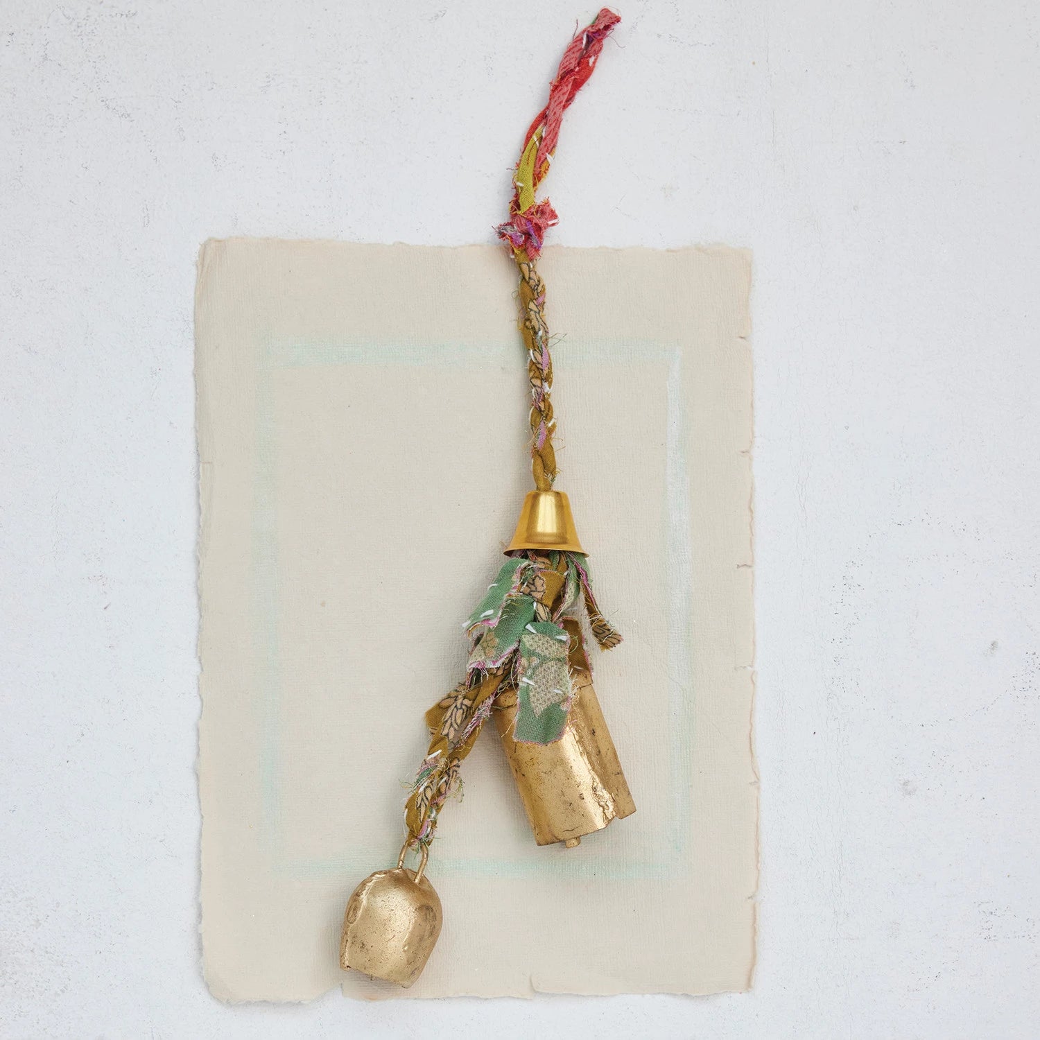 Handmade Door Hanger with Vintage Kantha & Metal Bells