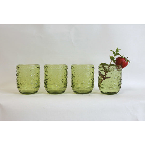 Green Embossed Drinking Glass