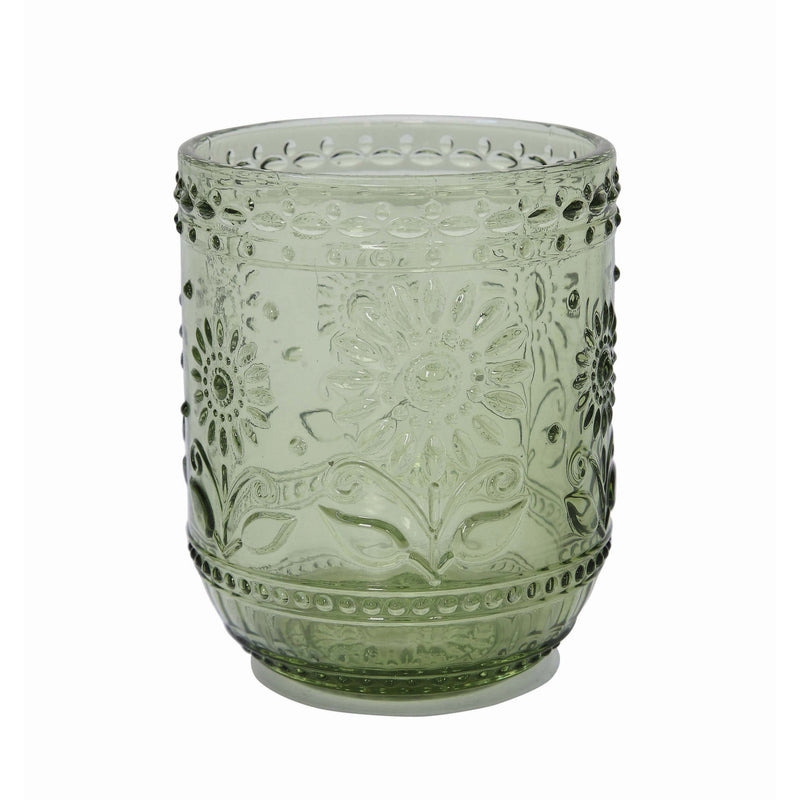 Green Embossed Drinking Glass
