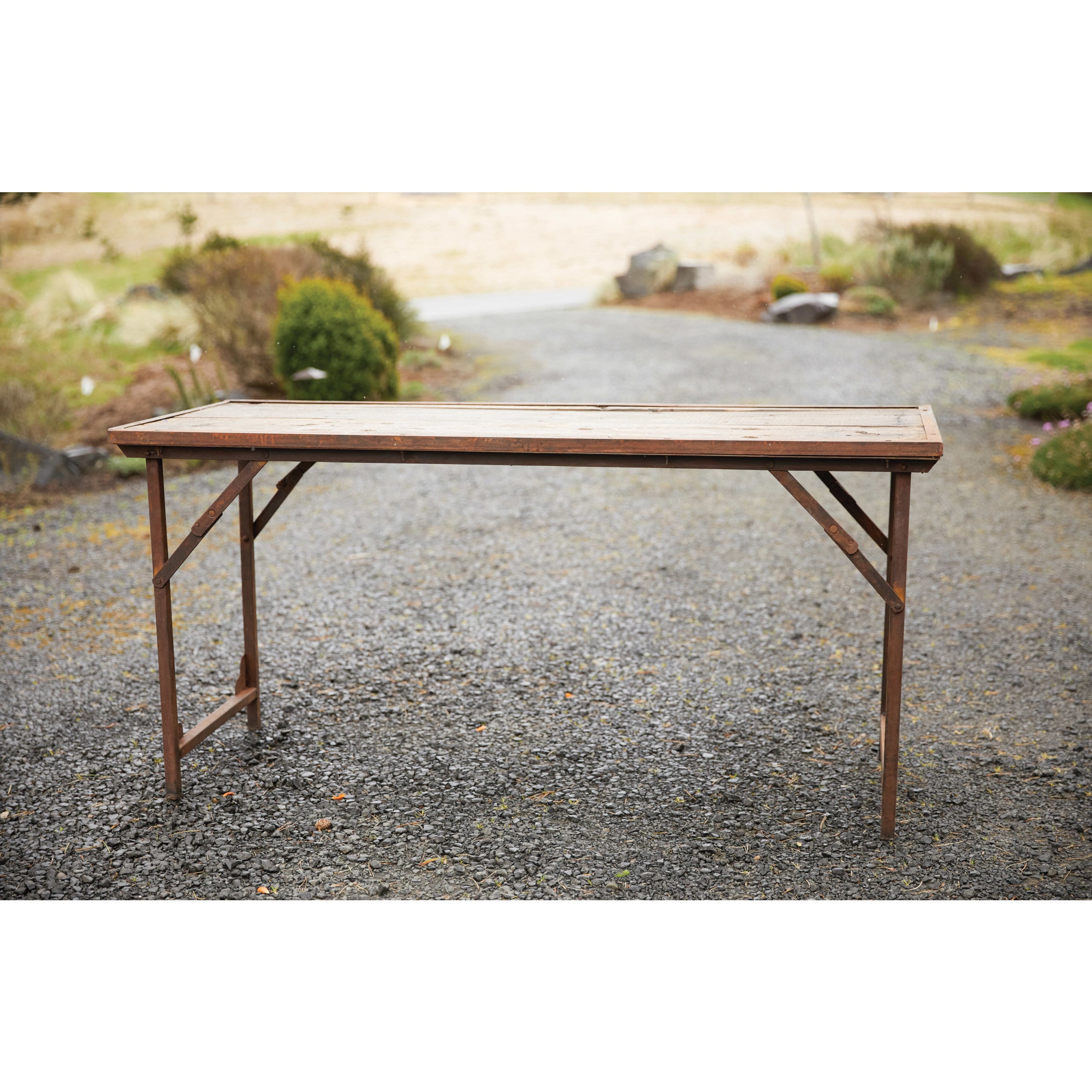 Wood and Metal Folding Tent Table