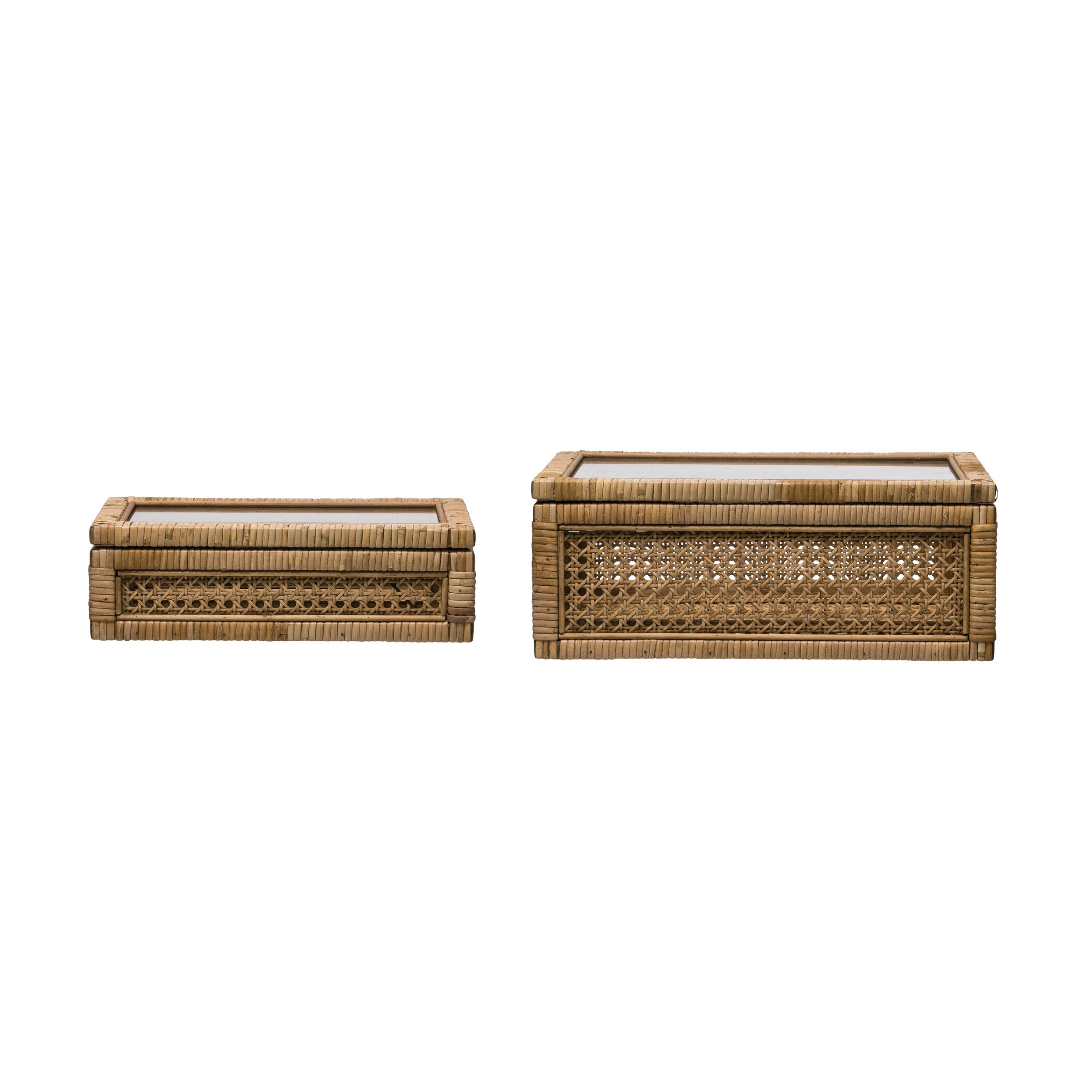 Rattan Boxes with Glass Lid