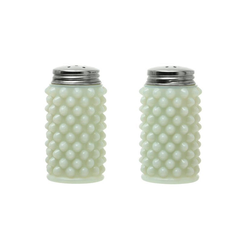 White Milk Glass Salt and Pepper Shakers Set