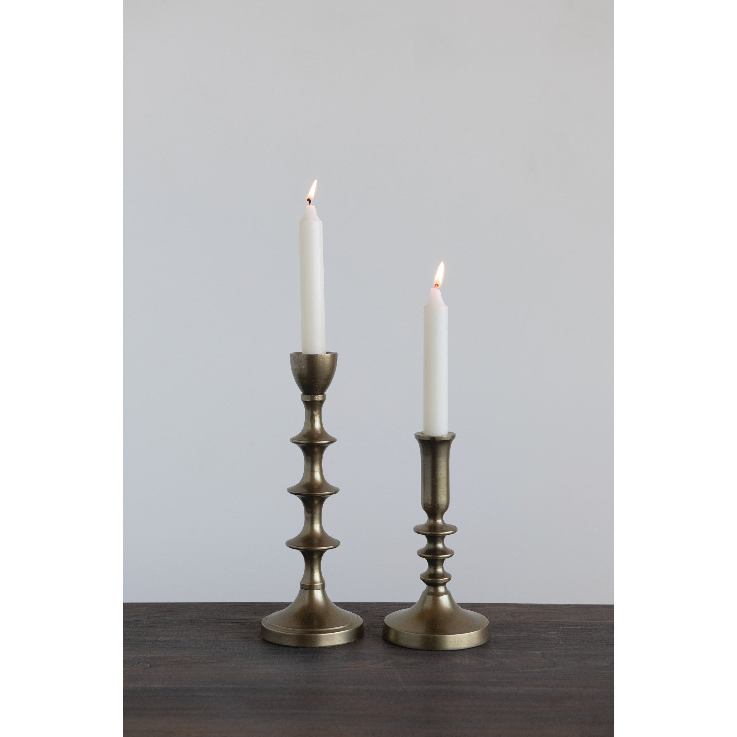 Metal Taper Holders with Antique Gold Finish