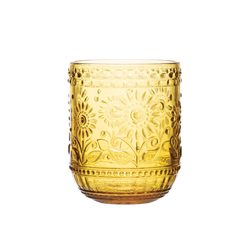 Embossed Amber Drinking Glass