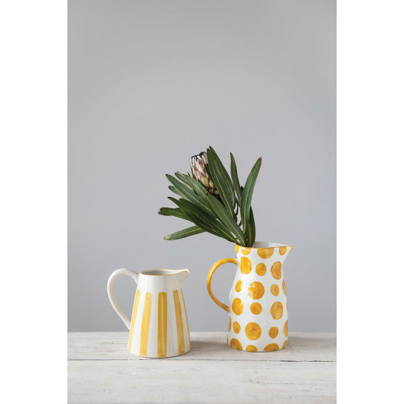 Yellow Striped Painted Pitcher