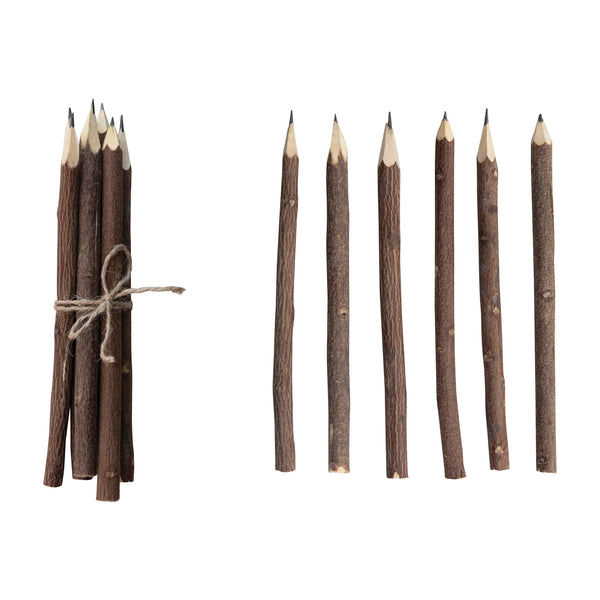 Hand-carved Wood Pencils Set of 6