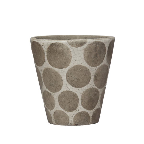 Terracotta Planter With Cement Dots