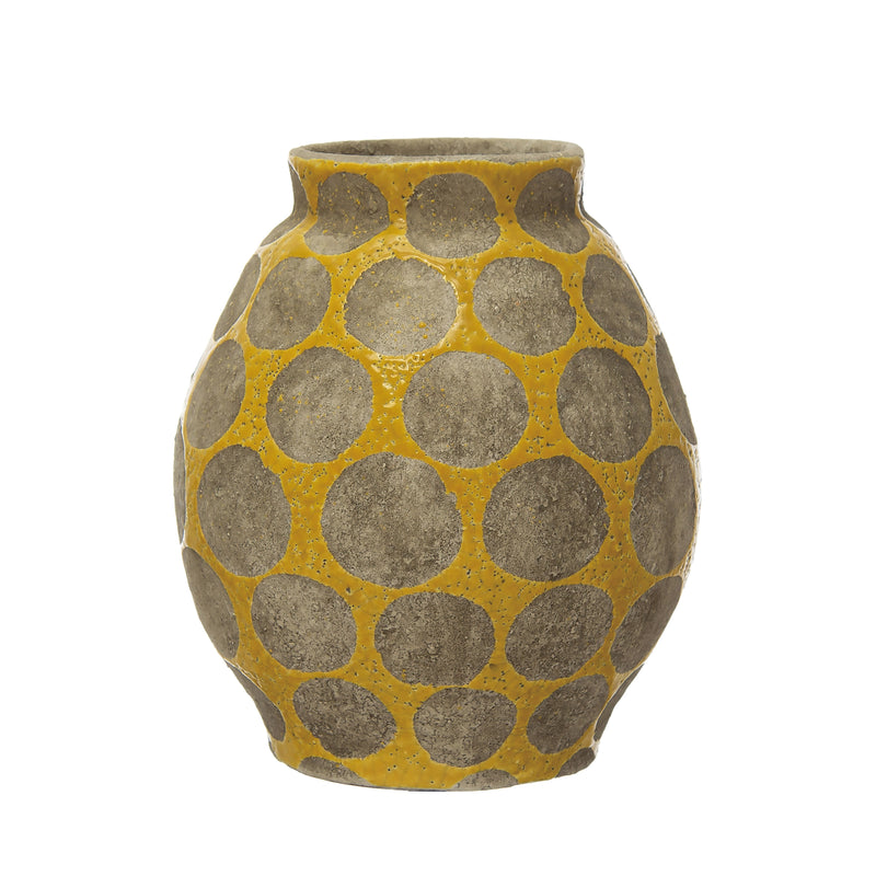 Yellow Dotted Terracotta Vase