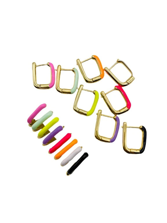 Enamel Square Hoops