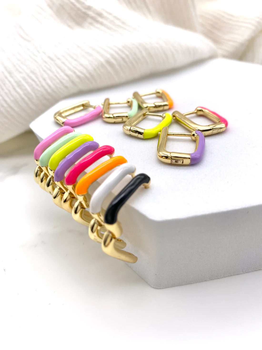 Enamel Square Hoops