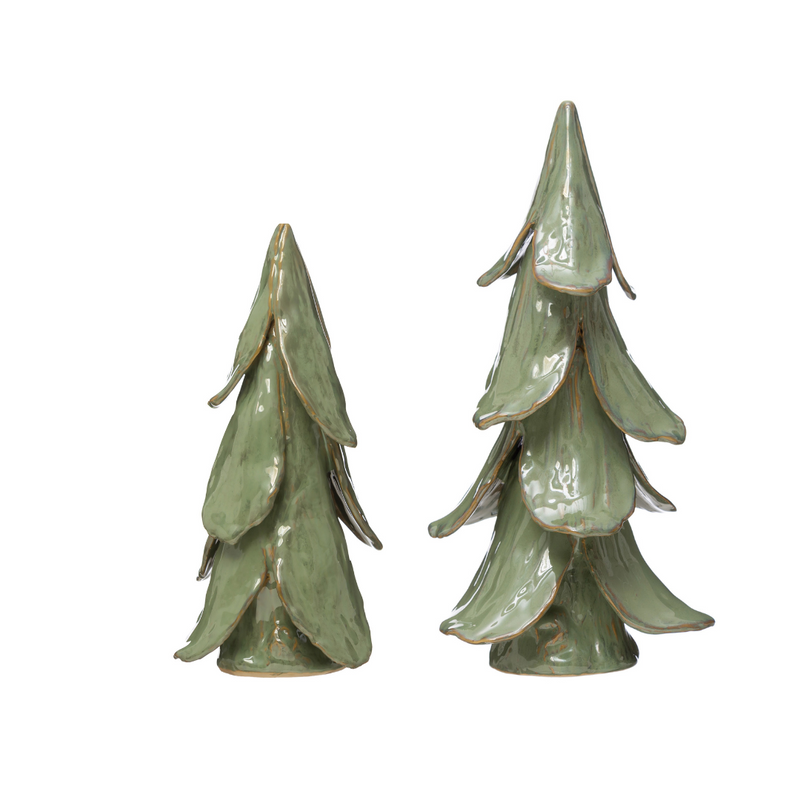 Handmade Mint Stoneware Trees