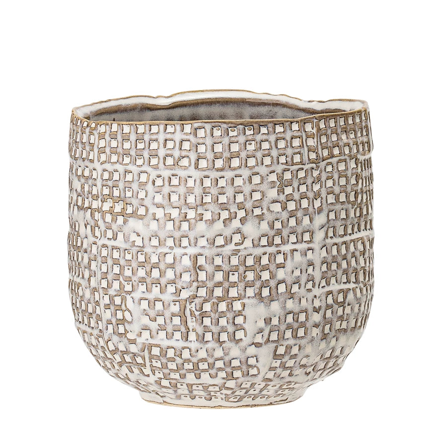 White Weave Planter