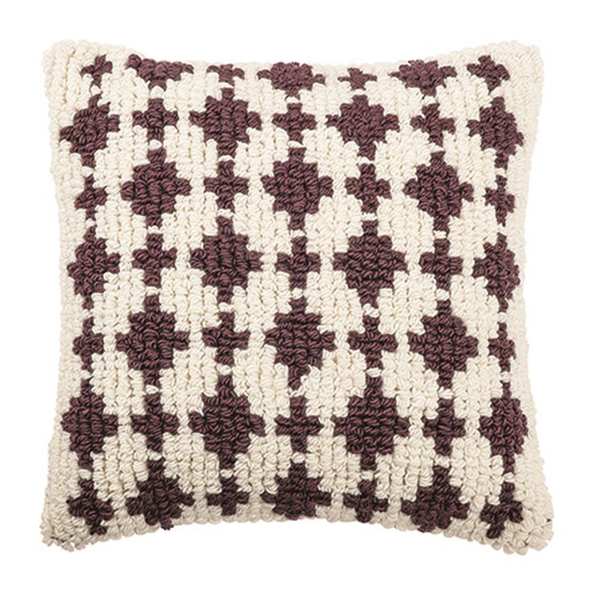 Woven Wool Looped Plum Pillow