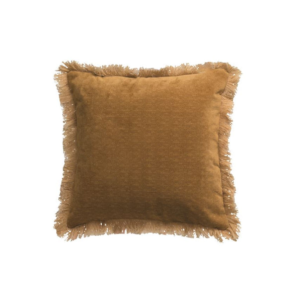 Mustard Eyelash Fringe Pillow