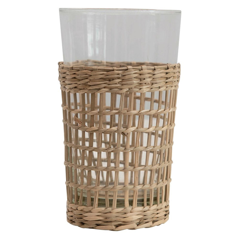 Drinking Glass w/ Woven Seagrass Sleeve