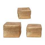 Gold Seagrass Baskets with Lid