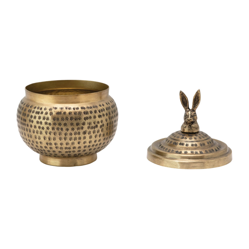 Rabbit Finial Brass Container
