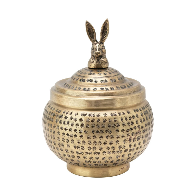 Rabbit Finial Brass Container
