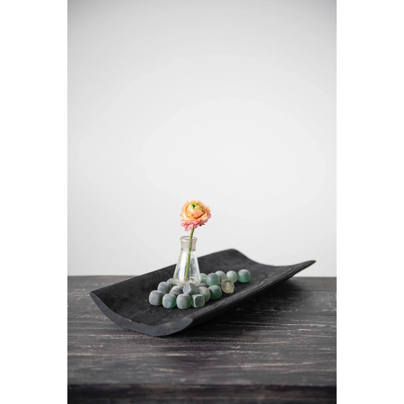 Curved Black Wood Tray
