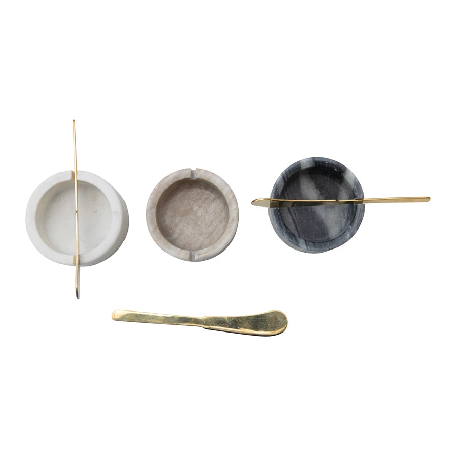 Marble Dip Bowl with Spreader