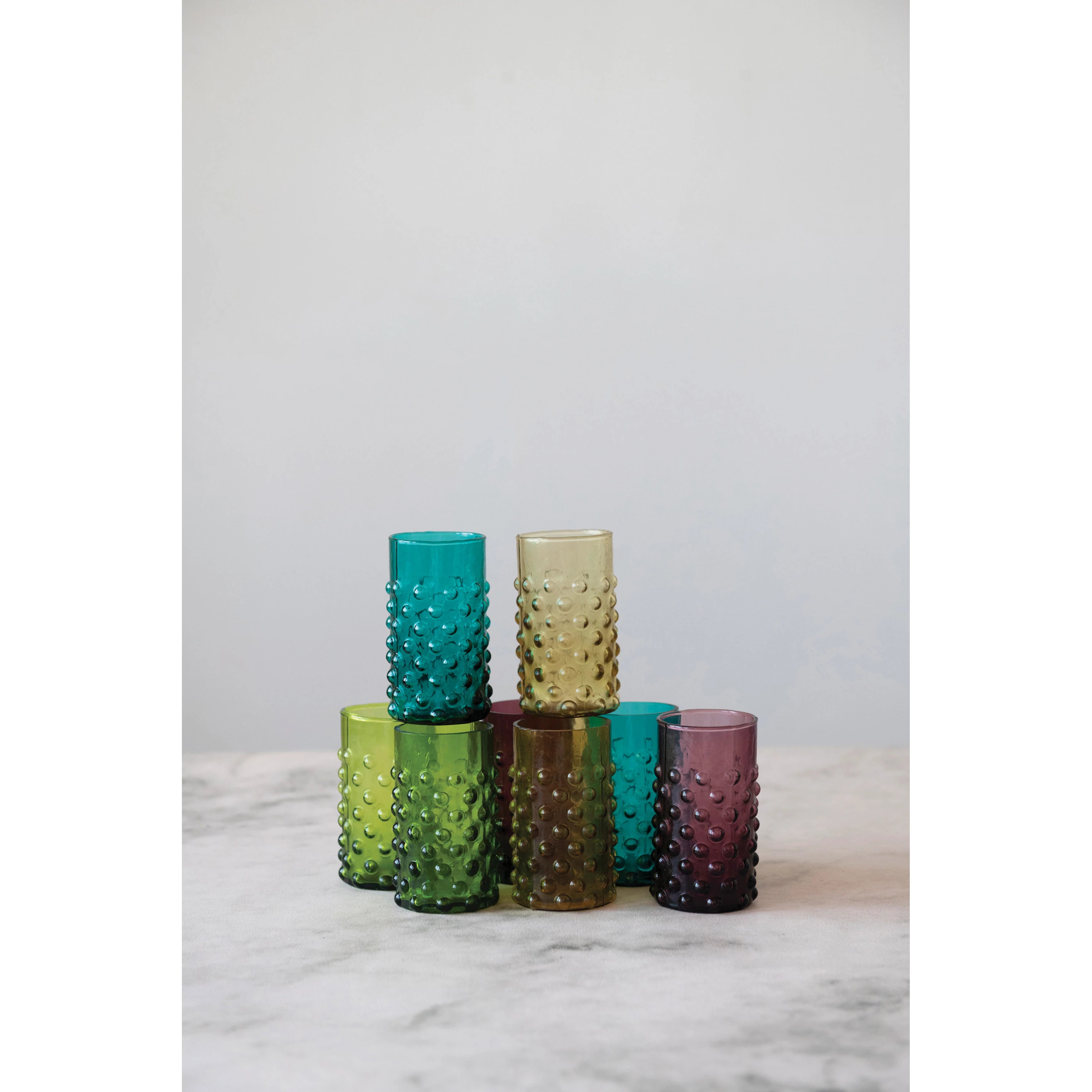 Colored Hobnail Drinking Glass