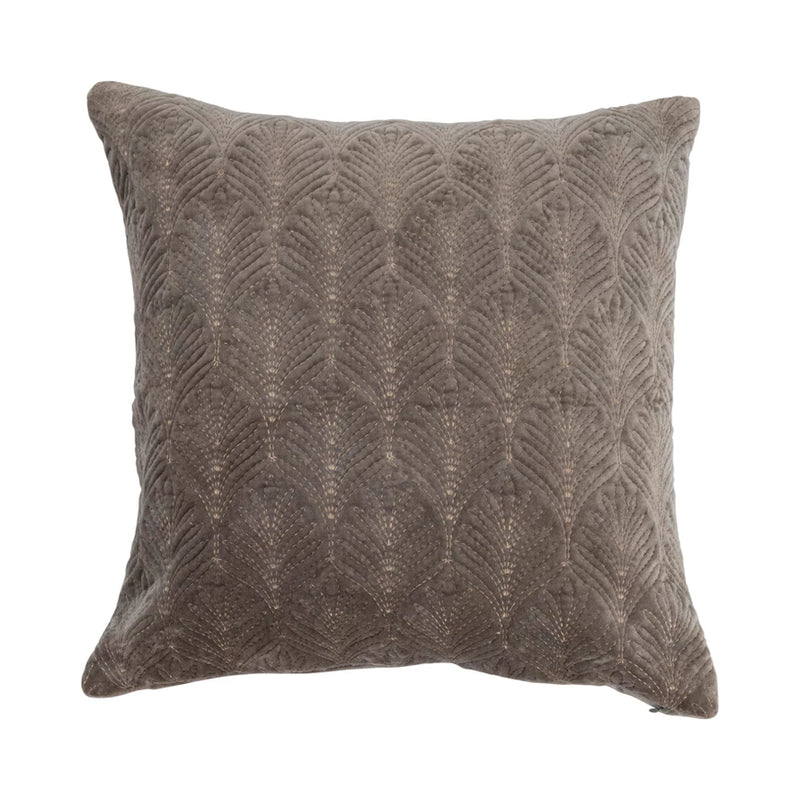 Grey Velvet Embroidered Pillow