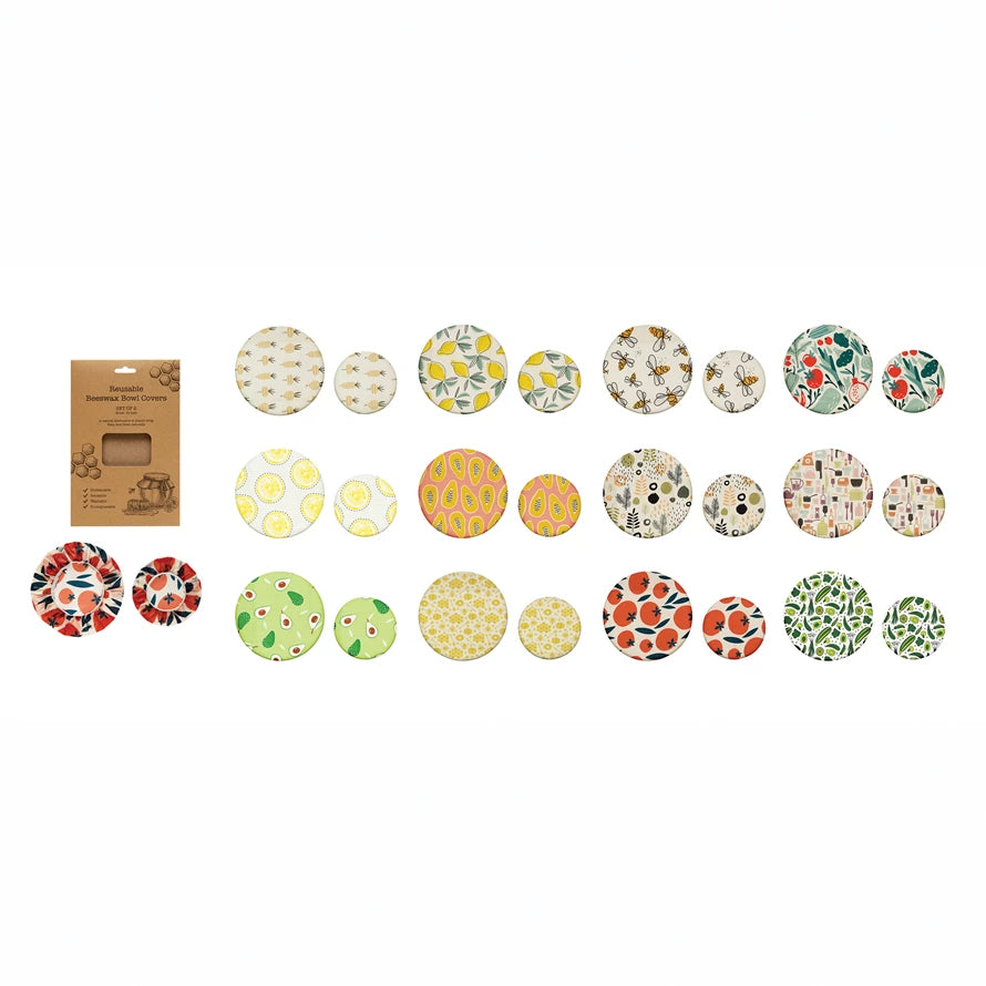 Set of 2 Reusable Beeswax BowlCovers