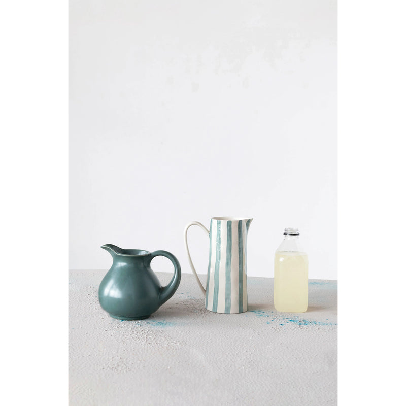 Stoneware Matte Teal Pitcher