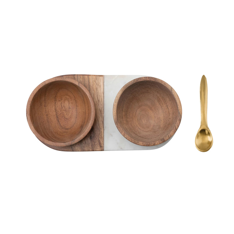 Twin Bowls Serving Set with Spoon
