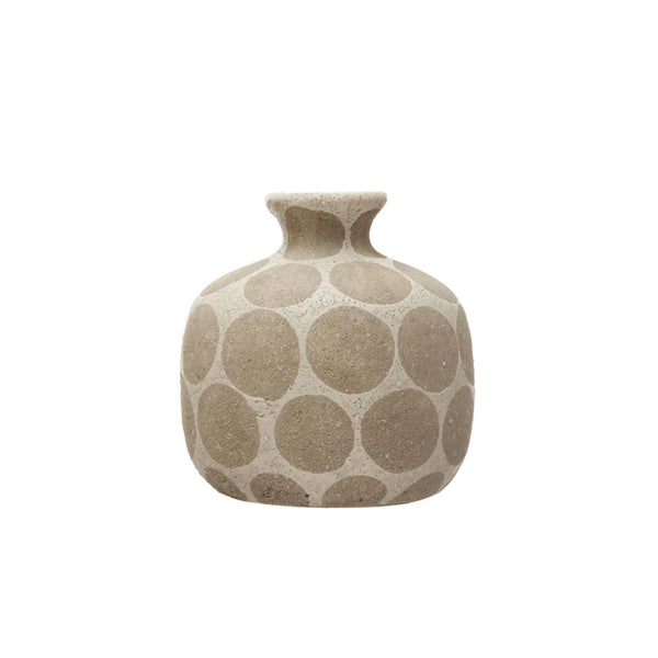 Cream Polka Dot Terracotta Vase