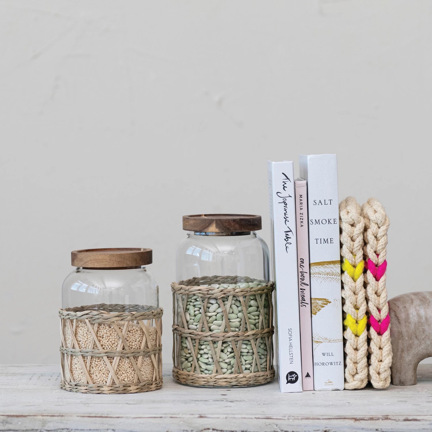 Glass Jar with Woven Sleeve