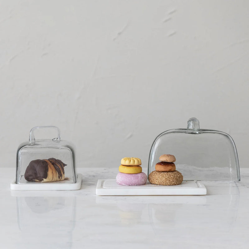 Rectangle Glass Cloche with Marble Base