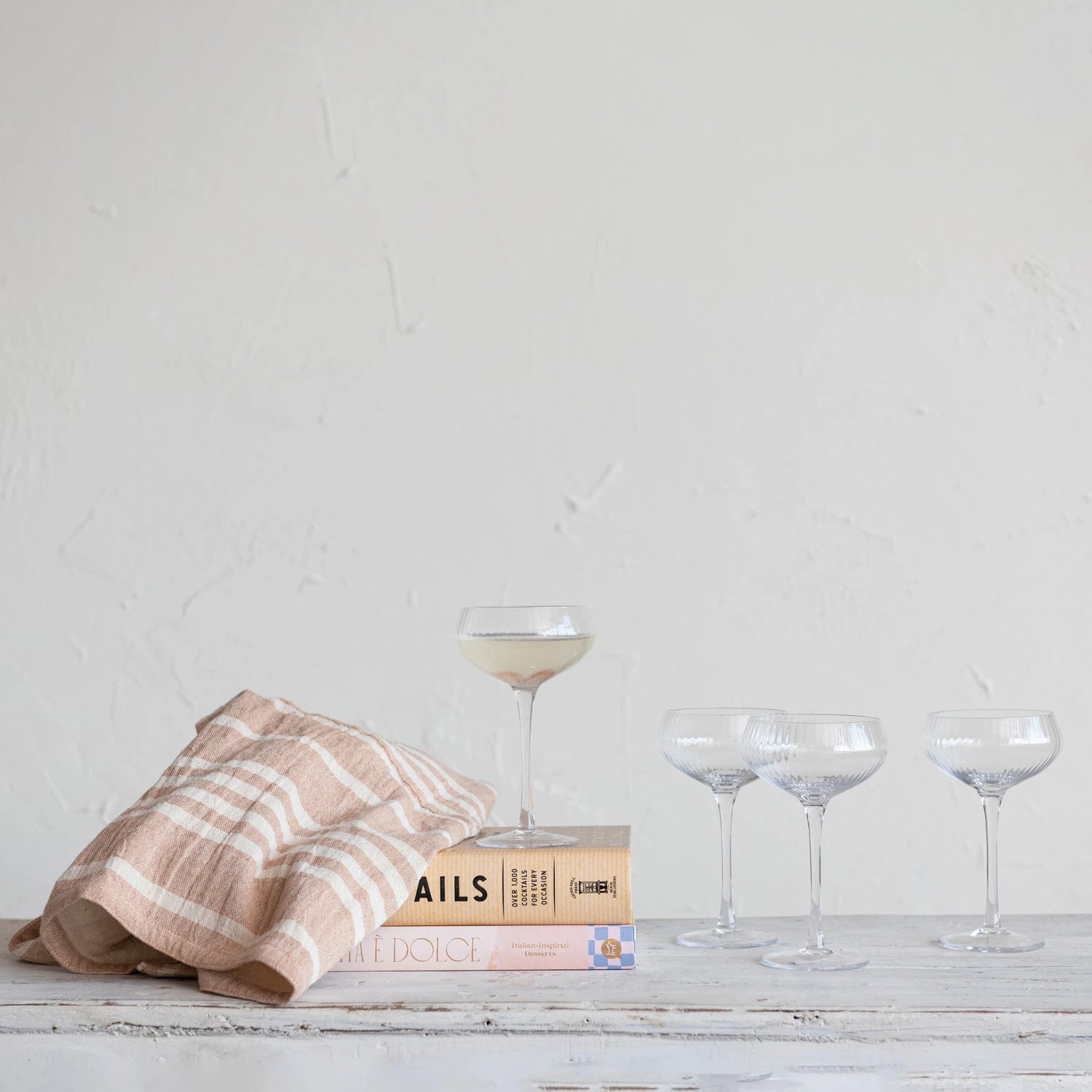Ribbed Stemmed Coupe Glass