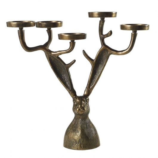 Rabbit Antique Brass Candleholder