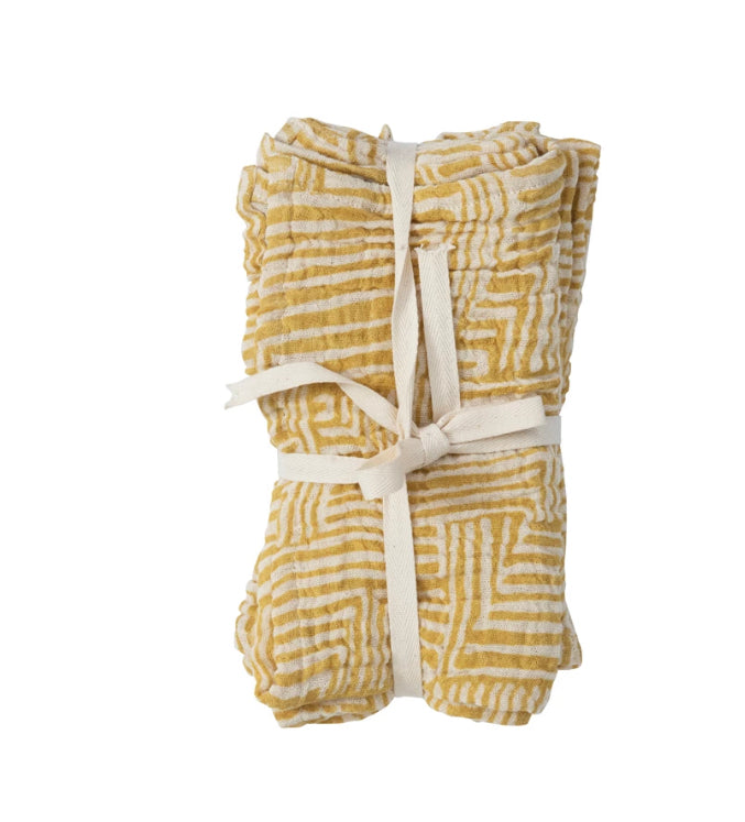 Set of Yellow Kuba Cloth Napkins