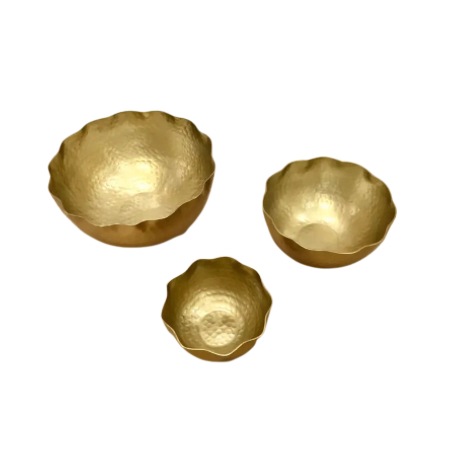 Gold Hammered Petal Bowls