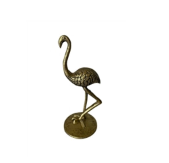 Gold Cast Iron Flamingo