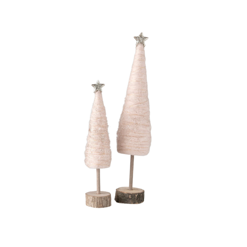 Wrapped Pink Wool Cone Tree