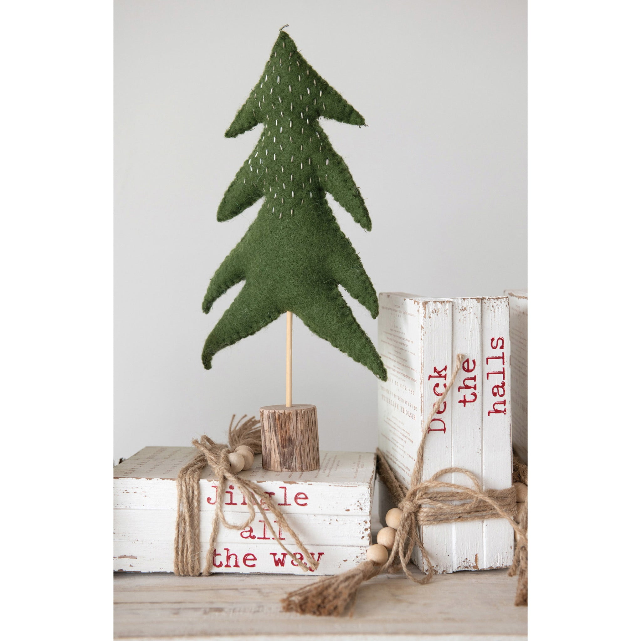 Wood Block Faux Books with Holiday Saying