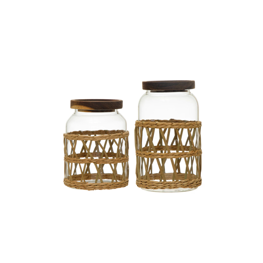 Glass Jar with Woven Sleeve