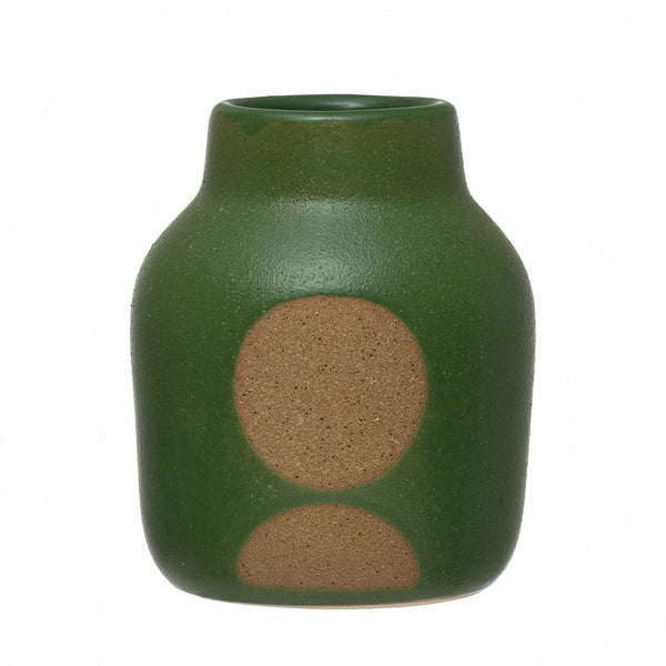 Green Vase with Circle Design