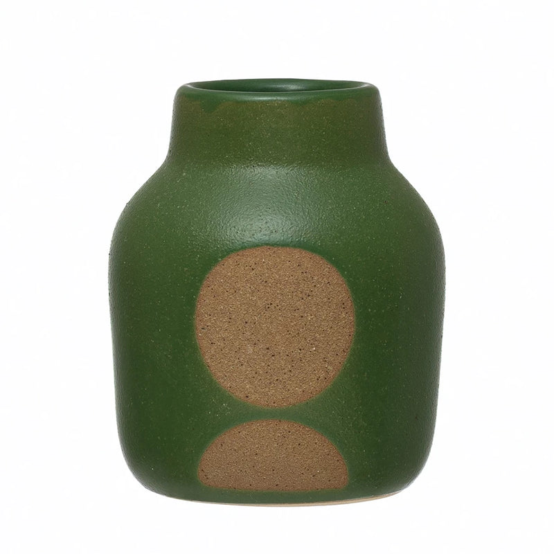 Green Vase with Circle Design