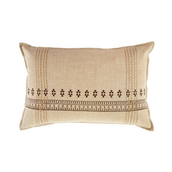 Marika Embroidered Brown Pillow