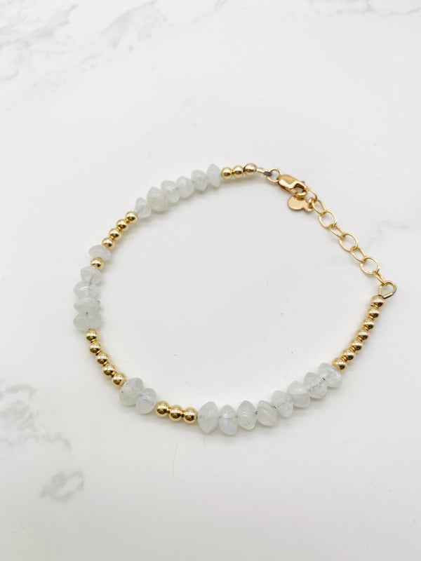 White Moonstone Beads Bracelet